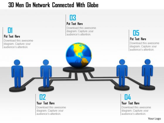 3d Men On Network Connected With Globe 3d Men On Network Connected With Globe