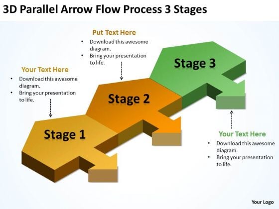 3d parallel arrow flow process stages start up business plan
