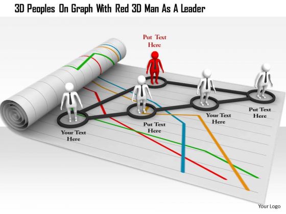 3d Peoples On Graph With Red 3d Man As A Leader 3d Peoples On Graph With Red 3d Man As A Leader