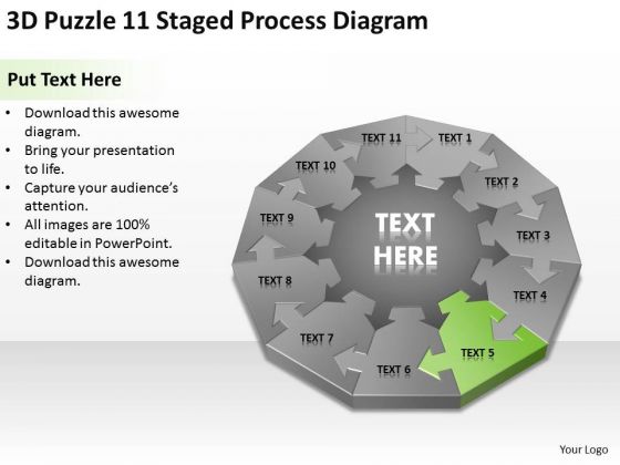 3d Puzzle 11 Staged Process Diagram Ppt How Do Write Business Plan Free PowerPoint Templates