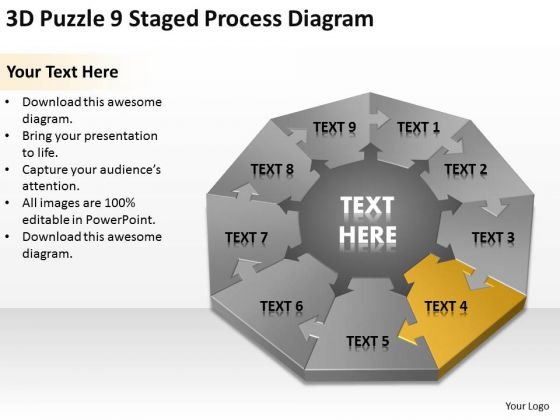 3d puzzle 9 staged process diagram ppt business plan wiki powerpoint wiki business plan
