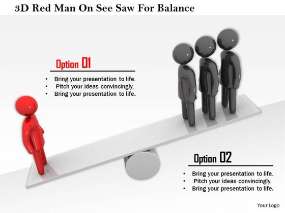 3d Red Man On See Saw For Balance