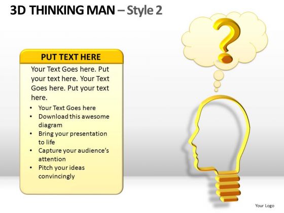 3d Thinking Man With Question Cloud PowerPoint Templates Question Ppt