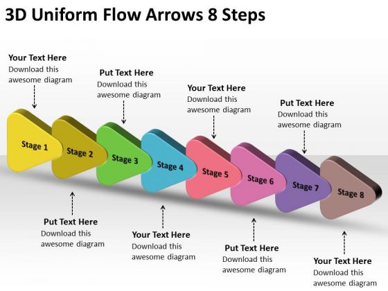 3d Uniform Flow Arrows 8 Steps PowerPoint Chart Slides 3d Uniform Flow Arrows 8 Steps PowerPoint Chart Slides