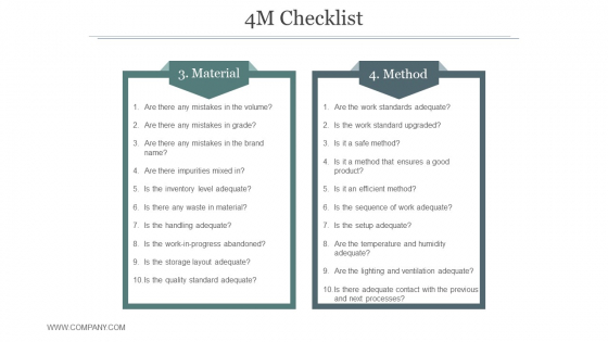 4M Checklist Ppt PowerPoint Presentation Picture 4M Checklist Ppt PowerPoint Presentation Picture