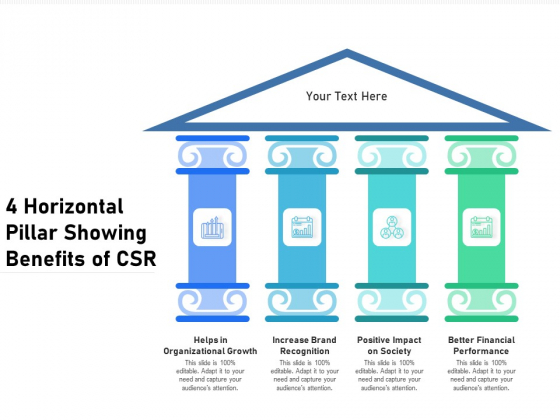 4 Horizontal Pillar Showing Benefits Of CSR Ppt PowerPoint Presentation Infographic Template Portrait PDF