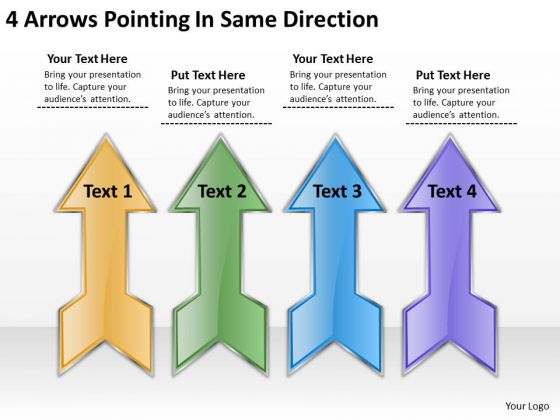 4 Arrows Pointing Same Direction Business Plan Outline Template Free PowerPoint Slides