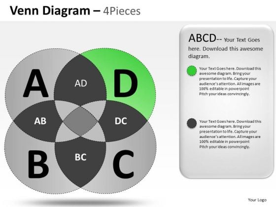 4 Pieces Venn Diagram PowerPoint Slides And Ppt Template Diagrams 4 Pieces Venn Diagram PowerPoint Slides And Ppt Template Diagrams
