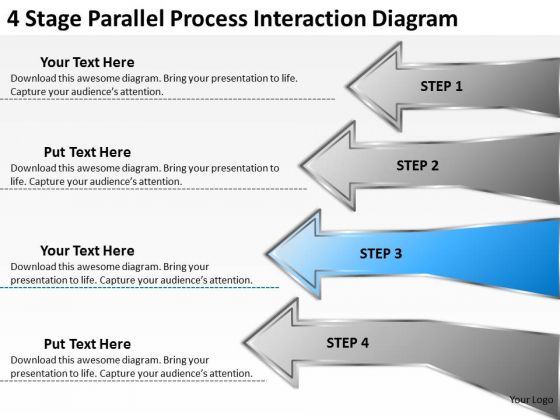 4 Stage Parallel Process Interaction Diagram Business Proposal Examples PowerPoint Slides