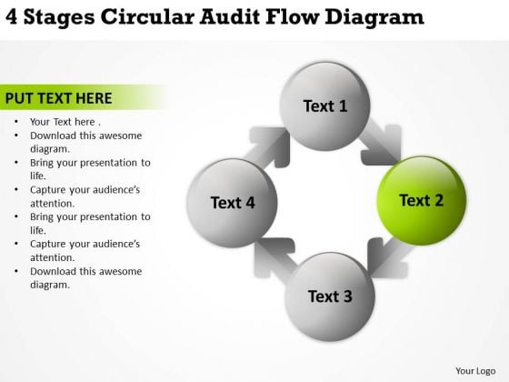 4 Stages Circular Audit Flow Diagram One Page Business Plan PowerPoint Templates 4 Stages Circular Audit Flow Diagram One Page Business Plan PowerPoint Templates