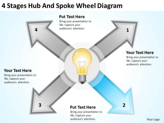 4 Stages Hub And Spoke Wheel Diagram Writing Business Plan Free PowerPoint Templates 4 Stages Hub And Spoke Wheel Diagram Writing Business Plan Free PowerPoint Templates