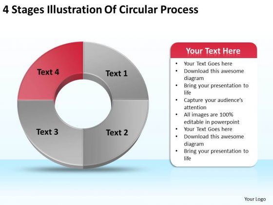 4 Stages Illustration Of Circular Process Business Plan Write PowerPoint Templates