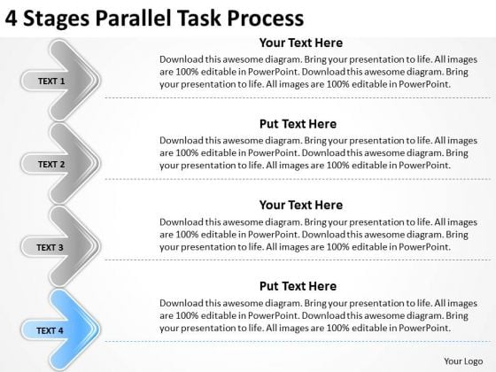 4 stages parallel task process ppt sales business plan outline