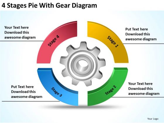 4 Stages Pie With Gear Diagram How To Create Business Plan PowerPoint Templates 4 Stages Pie With Gear Diagram How To Create Business Plan PowerPoint Templates
