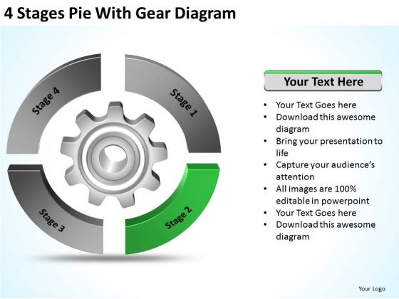 4 Stages Pie With Gear Diagram Ppt Business Plans PowerPoint Slides 4 Stages Pie With Gear Diagram Ppt Business Plans PowerPoint Slides