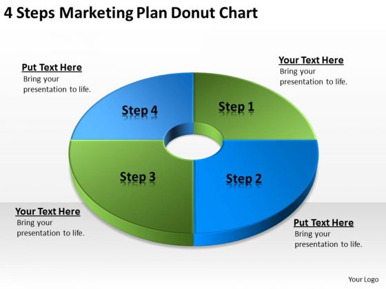 4 Steps Marketing Plan Donut Chart Business Guidelines PowerPoint Slides