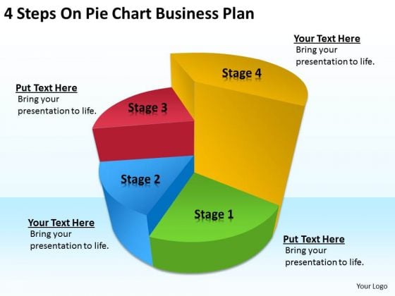 4 Steps On Pie Chart Business Plan Sample PowerPoint Templates