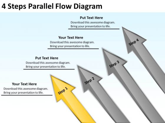 4 Steps Parallel Flow Diagram Computer Repair Business Plan PowerPoint Slides