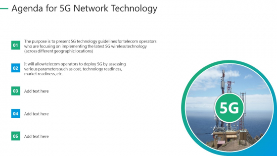 5G Network Technology Agenda For 5G Network Technology Ppt Infographics Ideas PDF