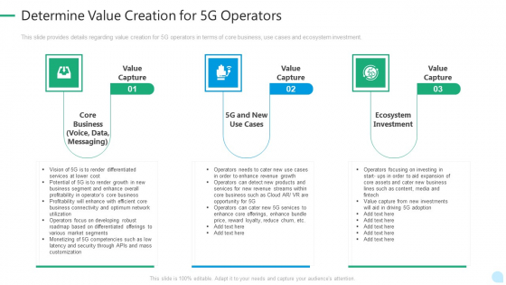 5G Network Technology Determine Value Creation For 5G Operators Ppt Ideas PDF 5G Network Technology Determine Value Creation For 5G Operators Ppt Ideas PDF
