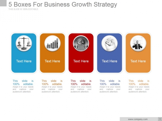 5 Boxes For Business Growth Strategy Ppt PowerPoint Presentation Themes