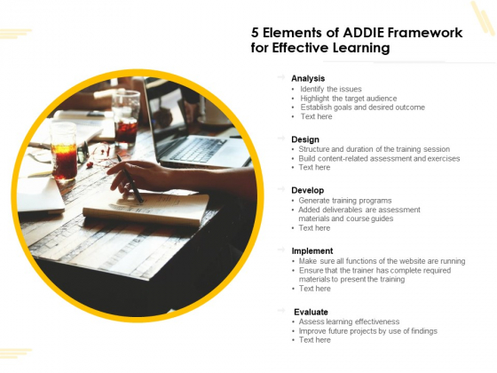 5 Elements Of ADDIE Framework For Effective Learning Ppt PowerPoint Presentation Gallery Slideshow PDF 5 Elements Of ADDIE Framework For Effective Learning Ppt PowerPoint Presentation Gallery Slideshow PDF