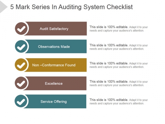 5 Mark Series In Auditing System Checklist Ppt PowerPoint Presentation Topics