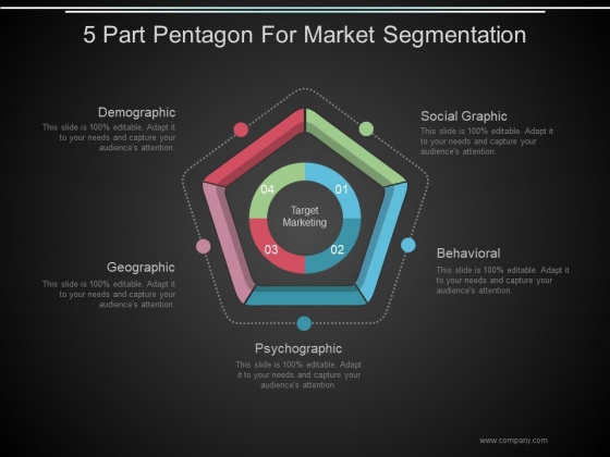 5 Part Pentagon For Market Segmentation Ppt PowerPoint Presentation Topics