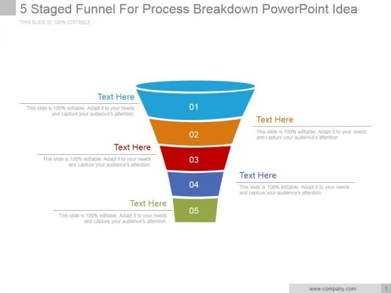 5 staged funnel for process breakdown ppt powerpoint presentation ppt design ideas