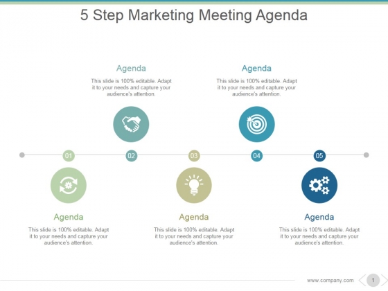 5 Step Marketing Meeting Agenda Ppt PowerPoint Presentation Pictures