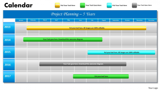 5 Year Planning Gantt Chart PowerPoint Slides Gantt Ppt Templates