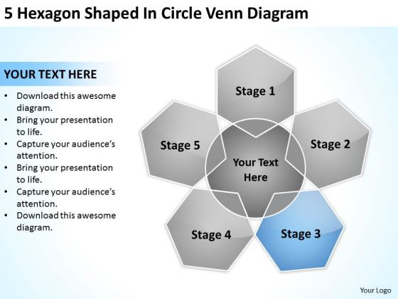 5 Hexagon Shaped In Circle Venn Diagram Business Plan PowerPoint Slides 5 Hexagon Shaped In Circle Venn Diagram Business Plan PowerPoint Slides