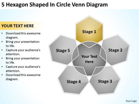 5 Hexagon Shaped In Circle Venn Diagram Ppt Business Plan Downloads PowerPoint Slides 5 Hexagon Shaped In Circle Venn Diagram Ppt Business Plan Downloads PowerPoint Slides