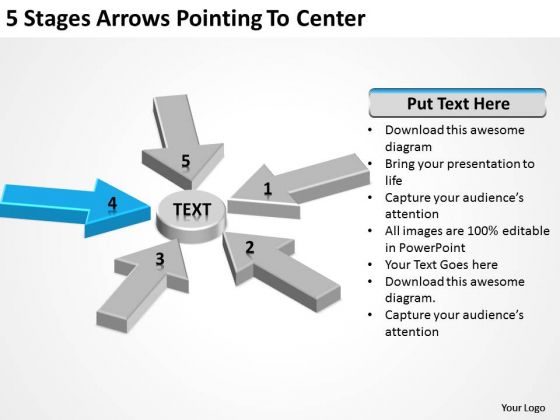 5 Stages Arrows Pointing To Center Ppt How Write Business Plan For Free PowerPoint Slides