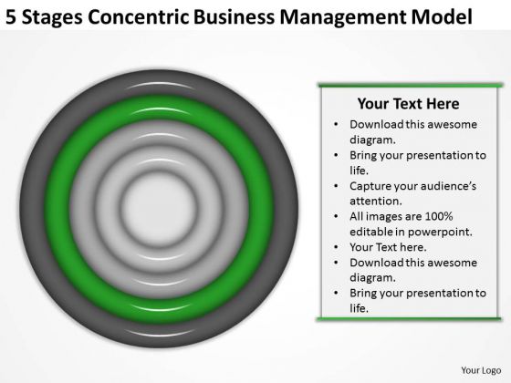 5 Stages Concentric Business Managment Model Plan PowerPoint Slides