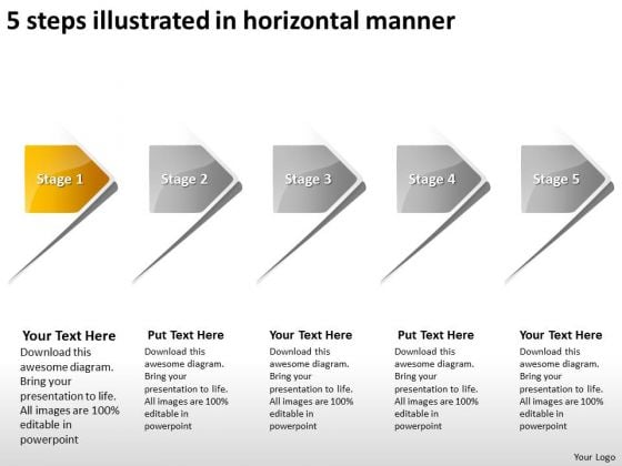 5 Steps Illustrated In Horizontal Manner Open Source Flowchart PowerPoint Slides 5 Steps Illustrated In Horizontal Manner Open Source Flowchart PowerPoint Slides