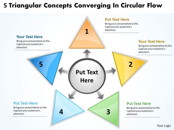 5 Triangular Concepts Converging Circular Flow Chart PowerPoint Slides 5 Triangular Concepts Converging Circular Flow Chart PowerPoint Slides