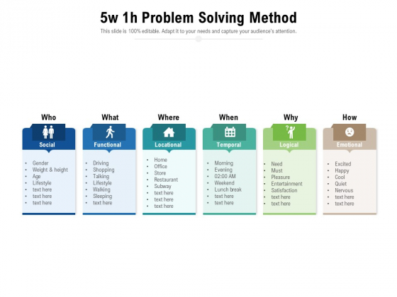 5w 1h Problem Solving Method Ppt PowerPoint Presentation Layouts Samples PDF 5w 1h Problem Solving Method Ppt PowerPoint Presentation Layouts Samples PDF