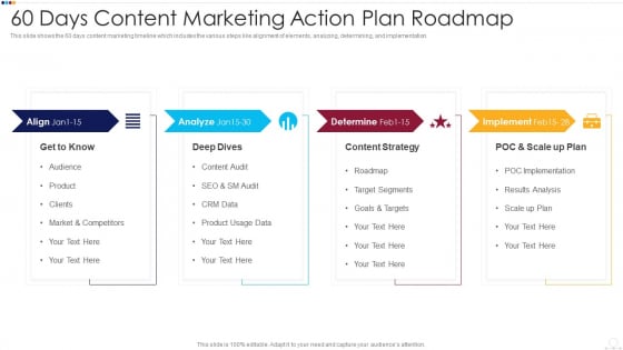 60 Days Content Marketing Action Plan Roadmap Inspiration PDF