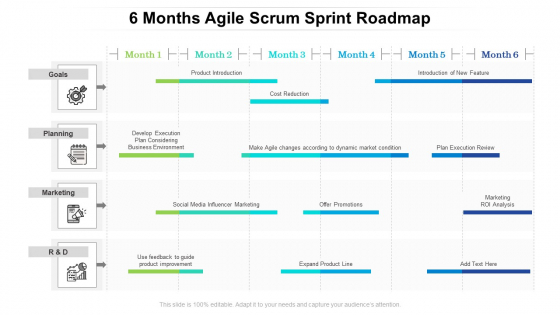 6 Months Agile Scrum Sprint Roadmap Icons 6 Months Agile Scrum Sprint Roadmap Icons