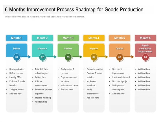 6 Months Improvement Process Roadmap For Goods Production Graphics