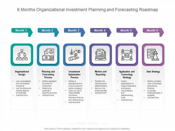 6 Months Organizational Investment Planning And Forecasting Roadmap Sample