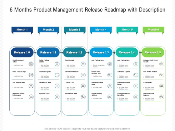 6 Months Product Management Release Roadmap With Description Graphics 6 Months Product Management Release Roadmap With Description Graphics