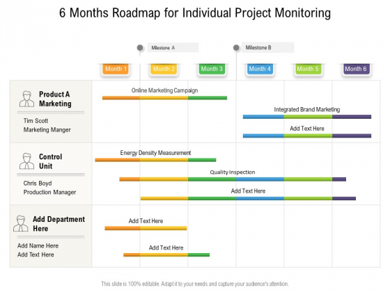 6 Months Roadmap For Individual Project Monitoring Infographics ...