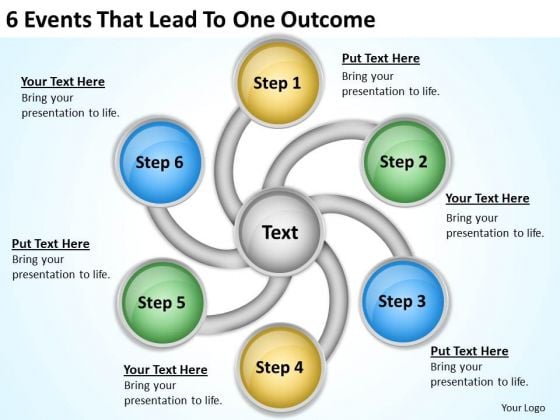 6 events that lead to one outcome business plan template powerpoint