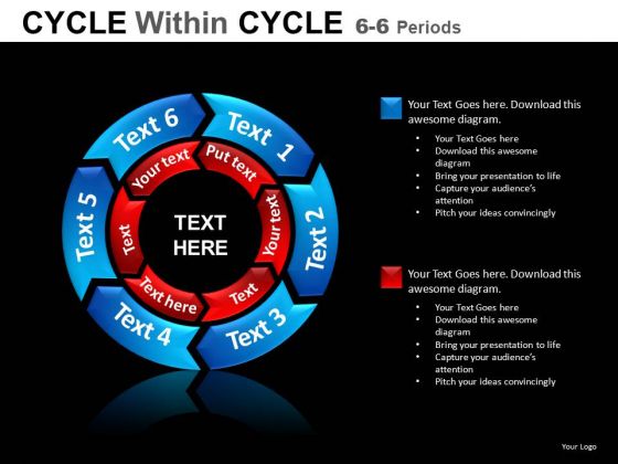 6 Stage 2 Layers PowerPoint Circle Chart Slides 6 Stage 2 Layers PowerPoint Circle Chart Slides
