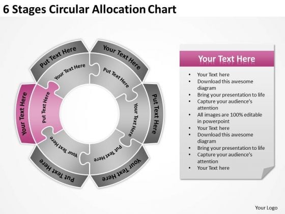 6 stages circular allocation chart annual business plan template