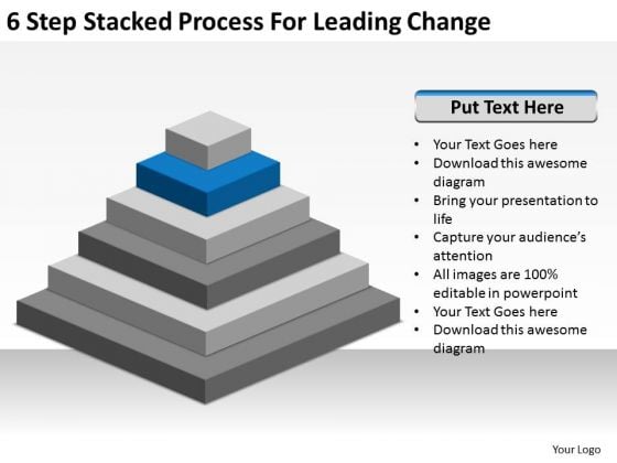 6 Step Stacked Process For Leading Change Ppt Business Plan Free PowerPoint Slides 6 Step Stacked Process For Leading Change Ppt Business Plan Free PowerPoint Slides