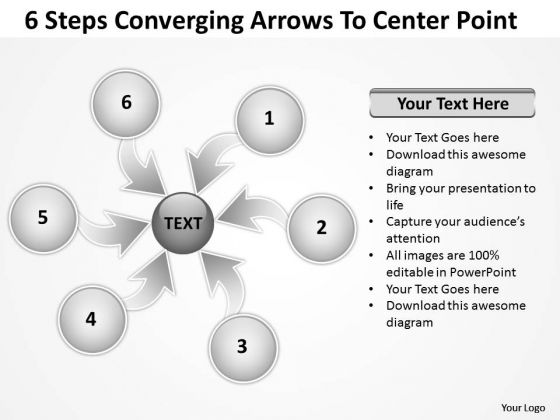 6 Steps Converging Arrows To Center Point Ppt Circular Spoke Network PowerPoint Templates