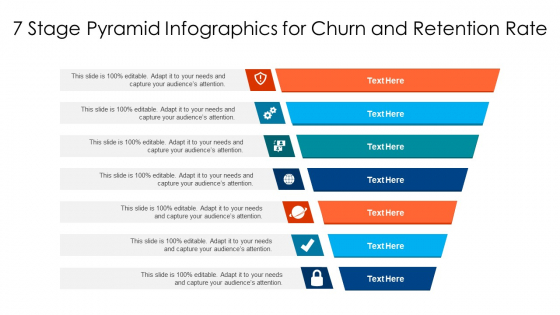 7 Stage Pyramid Infographics For Churn And Retention Rate Ppt PowerPoint Presentation File Tips PDF